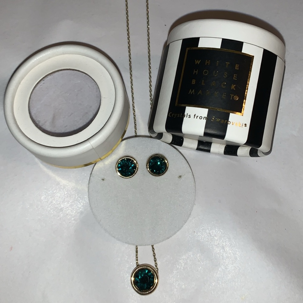 Swarovski Emerald Crystals: WHBM Necklace & Earrings NWT & Gift Box, May B’day - Picture 11 of 11